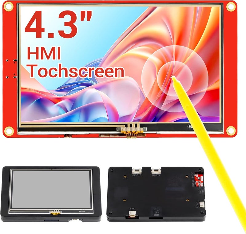 ELECROW ESP32 Display 480x272, 4.3 Inch HMI Touch Screen SPI TFT LCD Touchscreen with Acrylic Case, 32-Bit LX6 Dual-Core Processor, Up to 240MHz, Compatible with Arduino, LVGL, PlatformIO, MicroPython - Image 1